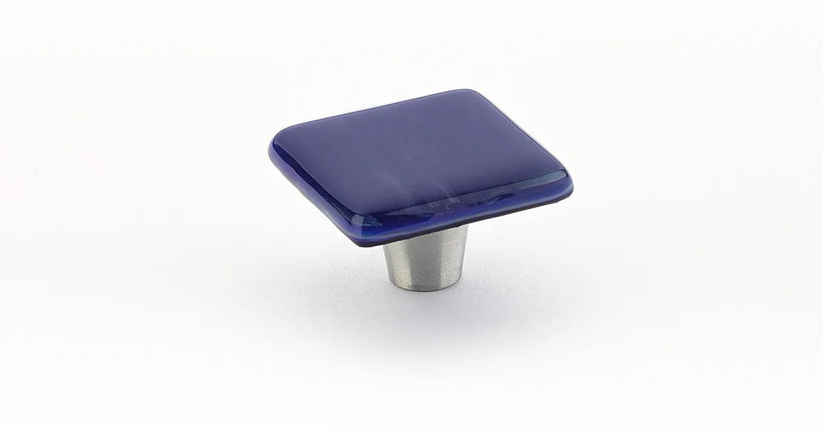 Ice Knob, Square, Sapphire Silk, 1-1/2'' 34-SPS