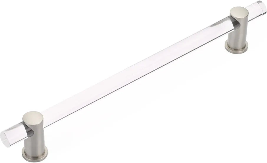 Lumiere Appliance Pull, NON-Adjustable Clear Acrylic, Satin Nickel, 12'' cc 402-15
