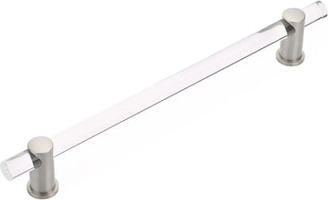 Lumiere Appliance Pull, NON-Adjustable Clear Acrylic, Satin Nickel, 12'' cc 402-15