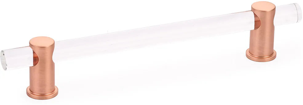 Lumiere Pull, Adjustable Clear Acrylic, Brushed Rose Gold, 6'' cc 406-BRG