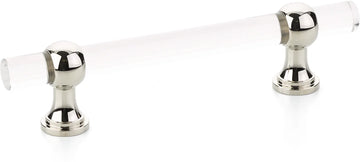 Lumiere Transitional Pull, Adjustable Clear Acrylic, Polished Nickel, 4'' cc 414-PN