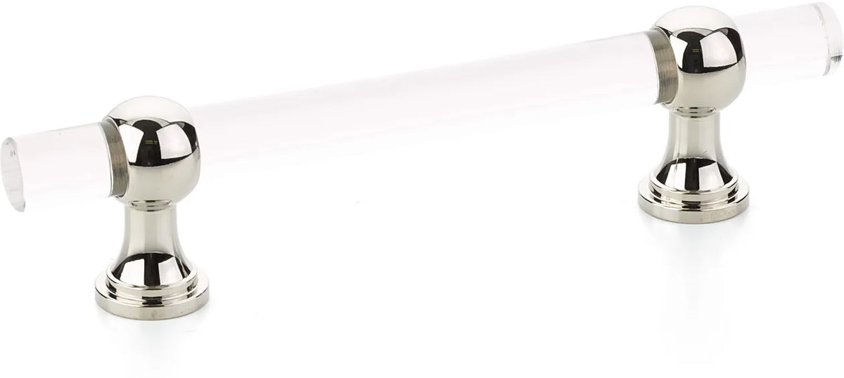 Lumiere Transitional Pull, Adjustable Clear Acrylic, Polished Nickel, 4'' cc 414-PN