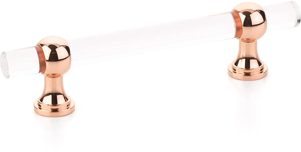 Lumiere Transitional Pull, Adjustable Clear Acrylic, Polished Rose Gold, 4'' cc 414-PRG