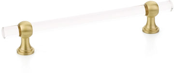 Lumiere Transitional Pull, Adjustable Clear Acrylic, Satin Brass, 6'' cc 416-SB