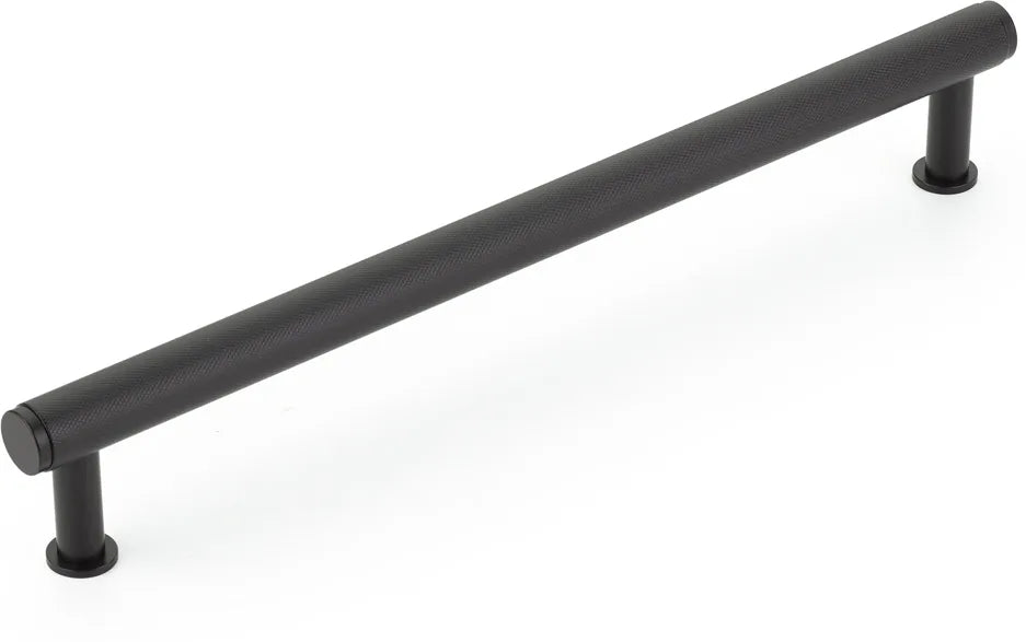 Pub House Appliance Pull, Knurled, Matte Black, 12'' cc 5012A-MB