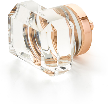 City Lights Rectangular Glass Knob, Polished Rose Gold, 1-3/4'' 52-PRG