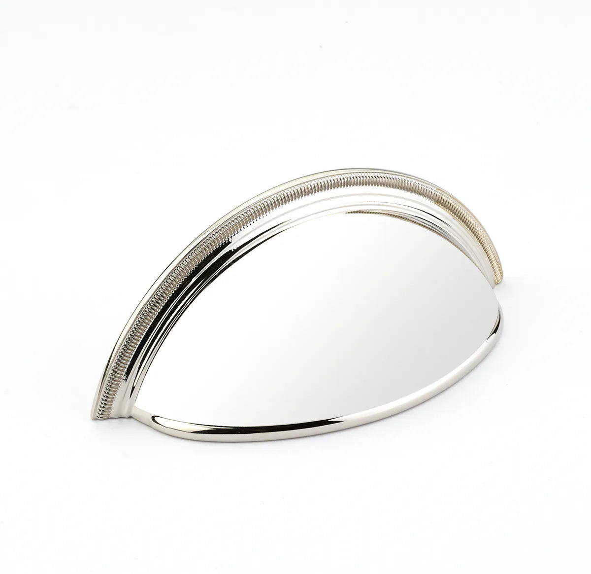 Atherton Cup Pull, Plain Surface, Knurled Edge, Polished Nickel, 3'' cc 575-PN