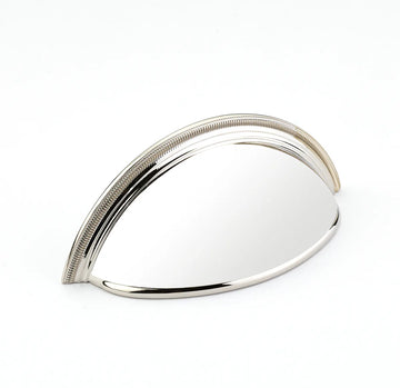 Atherton Cup Pull, Plain Surface, Knurled Edge, Polished Nickel, 3'' cc 575-PN