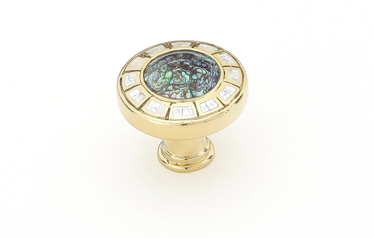 Fair Isle Knob, Round, Imperial Shell, Mother of Pearl, 1-1/2'' dia