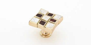 Avalon Bay Knob, Red & White Mother of Pearl, Polished Brass, 1-3/8'' 658-R/PB