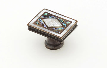Avalon Bay Knob, Rectangle, Imperial Shell, Aged Dover, 1-7/8'' x 1-1/4''