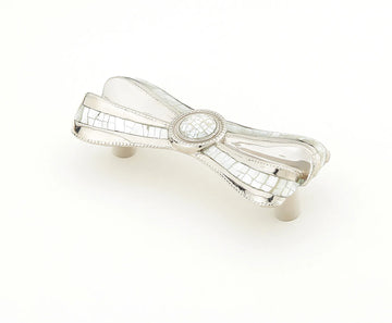Avalon Bay Pull, Ribbon, White Mother of Pearl, Polished Nickel, 3'' cc 660-PN