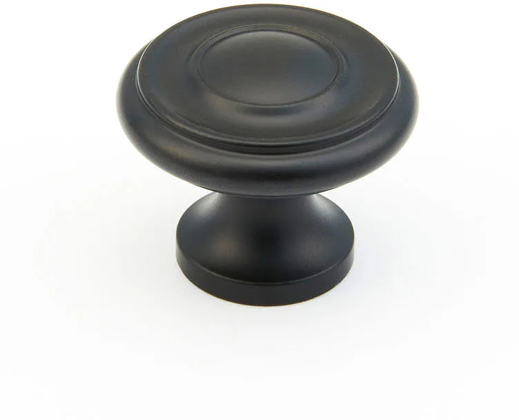 Traditional Round Knob, Flat Black, 1-1/4'' dia 703-FB