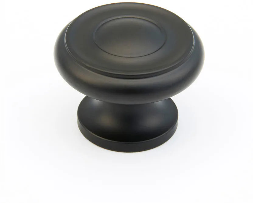 Traditional Round Knob, Flat Black, 1-1/2'' dia 704-FB