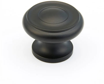 Traditional Round Knob, Flat Black, 1-1/2'' dia 704-FB