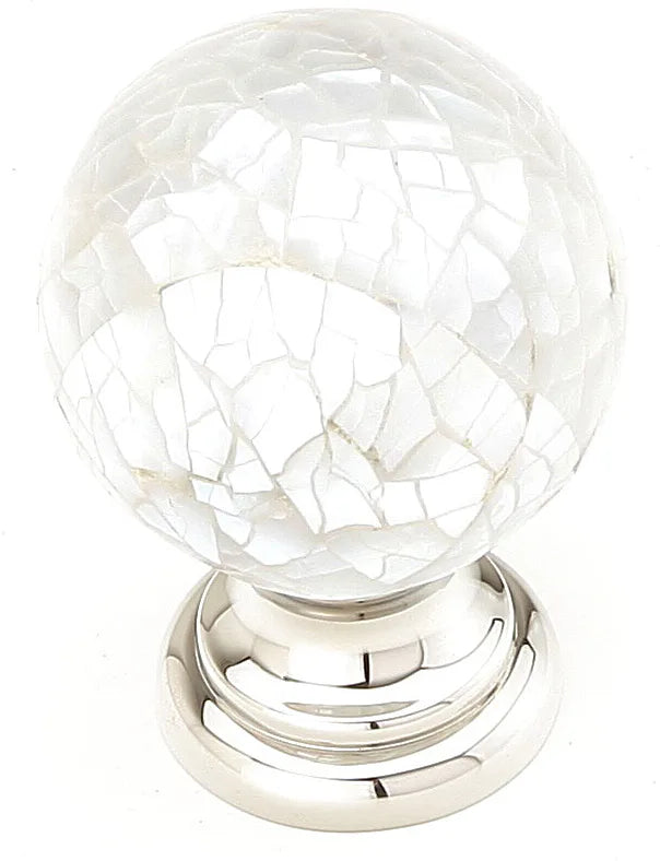 Mother of Pearl Knob, Round, Polished Nickel, 1-1/4'' dia 857-MOP/PN