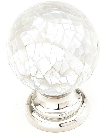 Mother of Pearl Knob, Round, Polished Nickel, 1-1/4'' dia 857-MOP/PN