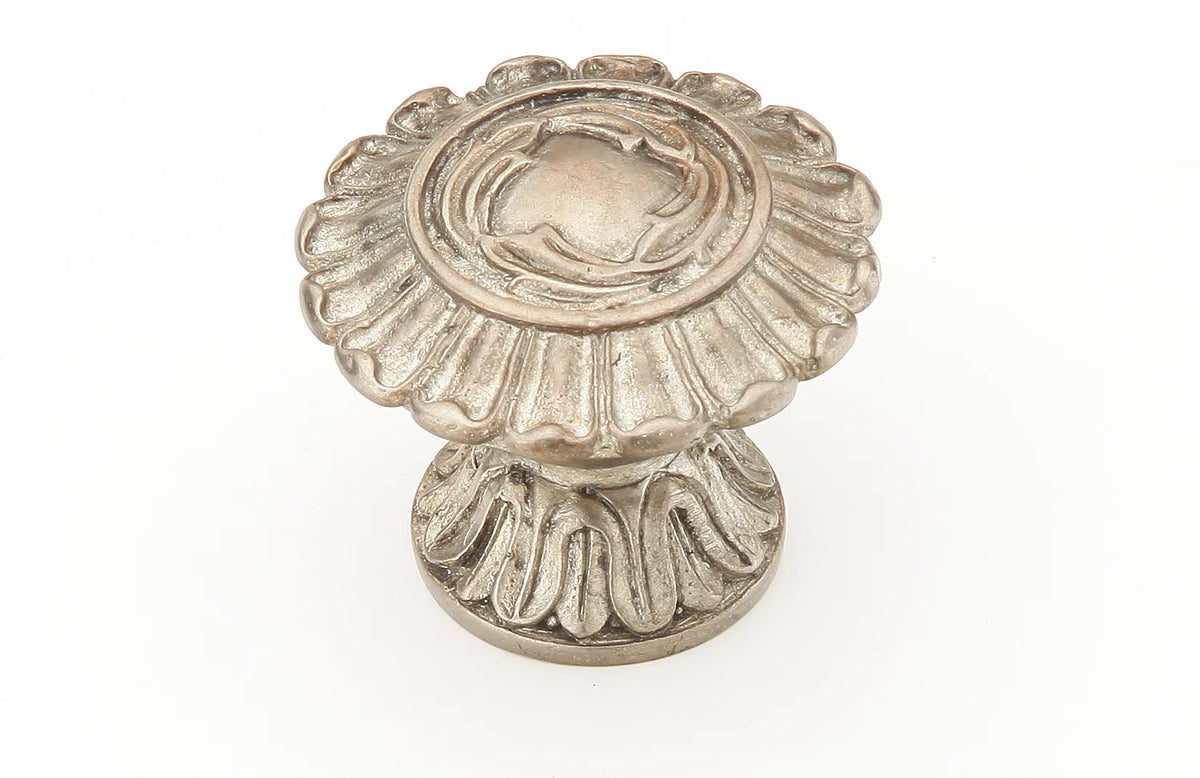 French Court Knob, Round, Monticello Silver, 1-1/2'' dia 937-MSL