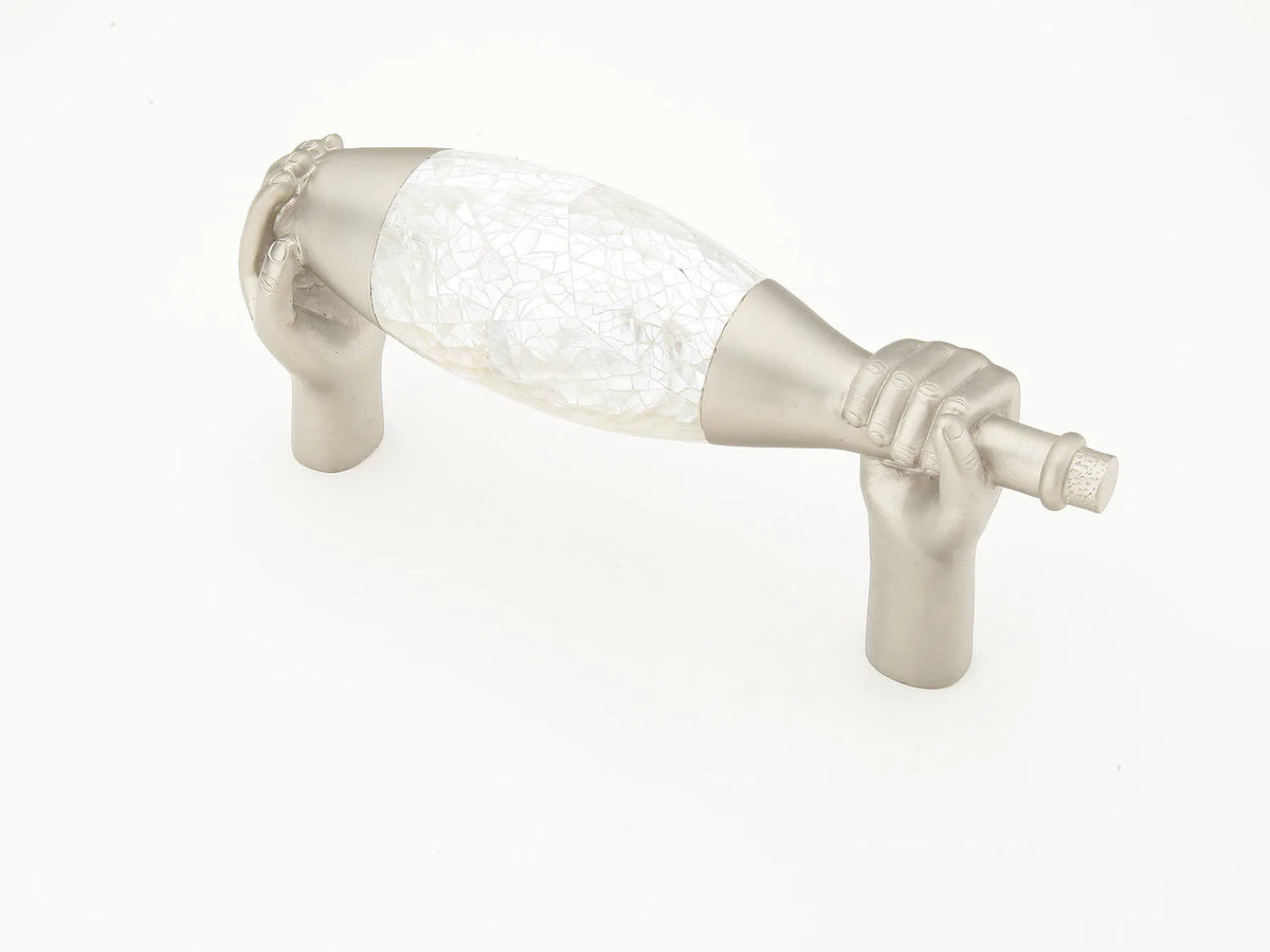 Wine Themes Pull, Wine Bottle, Satin Nickel/Mother of Pearl, 6'' cc 942M-SN/MOP