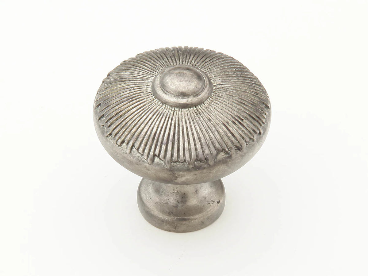 Sunburst Knob, Round, Silver Antique, 1-1/2'' dia 974-SA