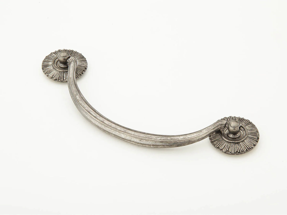Sunburst Bail Pull with Rosettes, Silver Antique, 5-1/2'' cc 978-SA