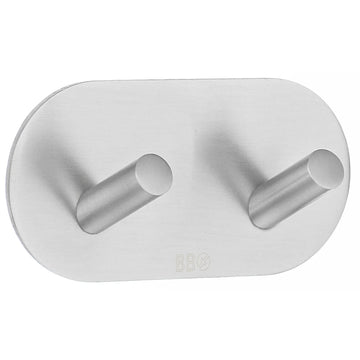 BESLAGSBODEN Design Double Hook in Brushed Stainless Steel Self-adhesive B1091
