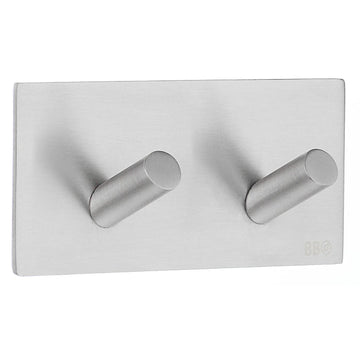 BESLAGSBODEN Design Double Hook in Brushed Stainless Steel Self-adhesive B1093