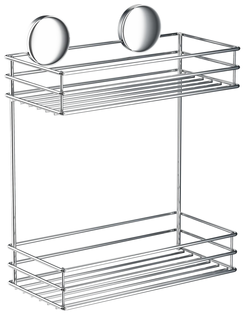 Self Adhesive Double Shower Basket In Polished Chrome B1202