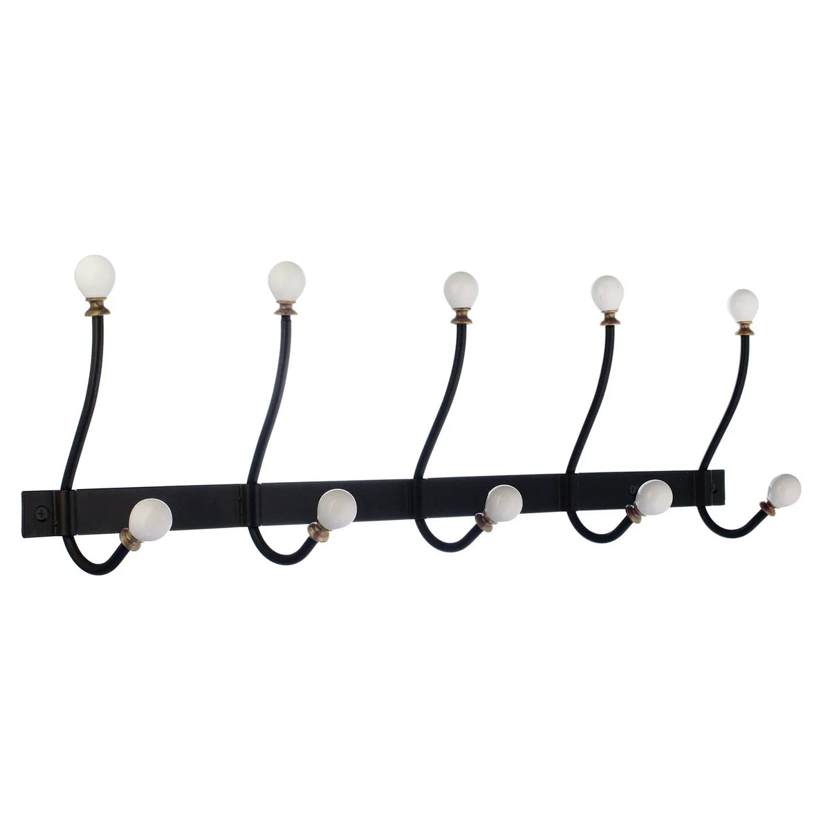 BESLAGSBODEN Coat and Hat Rack, Five Hooks, Black/White knob BB1505