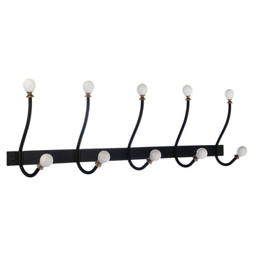 BESLAGSBODEN Coat and Hat Rack, Five Hooks, Black/White knob BB1505