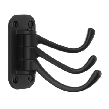 BESLAGSBODEN Coat Hook, Triple, Swing, Black, Height 82 mm BB248