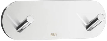 BESLAGSBODEN Design Double Hook mini in Polished Stainless Steel Self-adhesive BK1081
