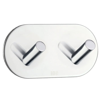 BESLAGSBODEN Design Double Hook in Polished Stainless Steel Self-adhesive BK1091