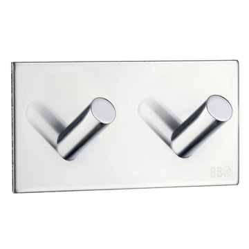 BESLAGSBODEN Design Double Hook in Polished Stainless Steel Self-adhesive BK1093