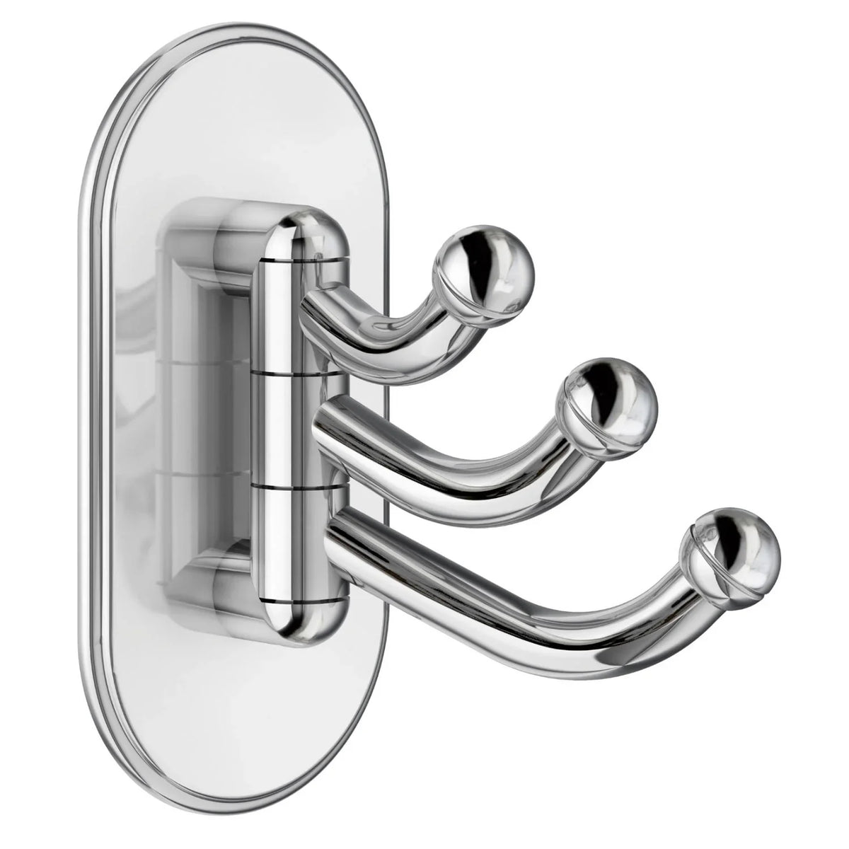 BESLAGSBODEN Design Triple Hook, Swingable in Polished Chrome Self-adhesive BK1123