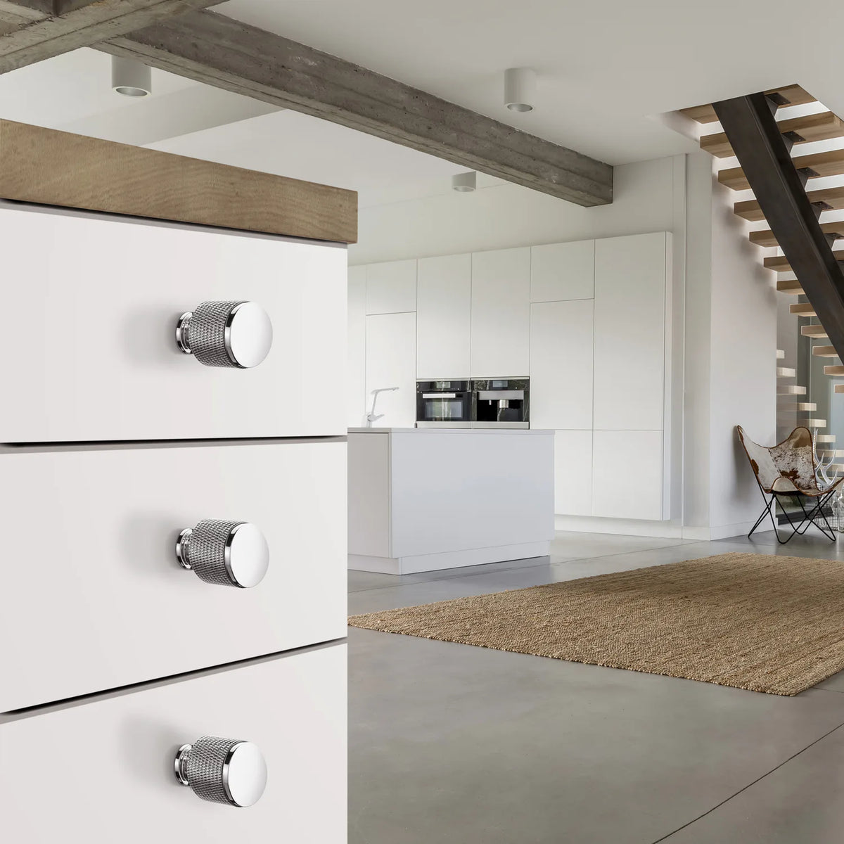 Beslagsboden Knob- polished chrome /knurled BK451