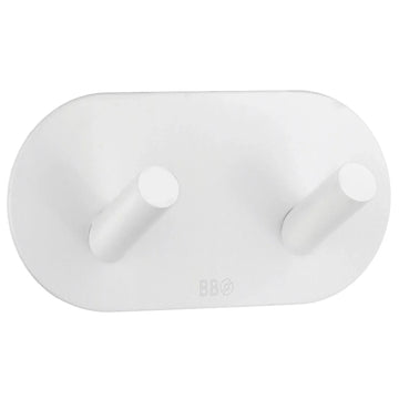 BESLAGSBODEN Design Double Hook in Matt White Stainless Steel Self-adhesive BX1091