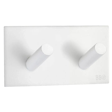 BESLAGSBODEN Design Double Hook in Matt White Stainless Steel Self-adhesive BX1093