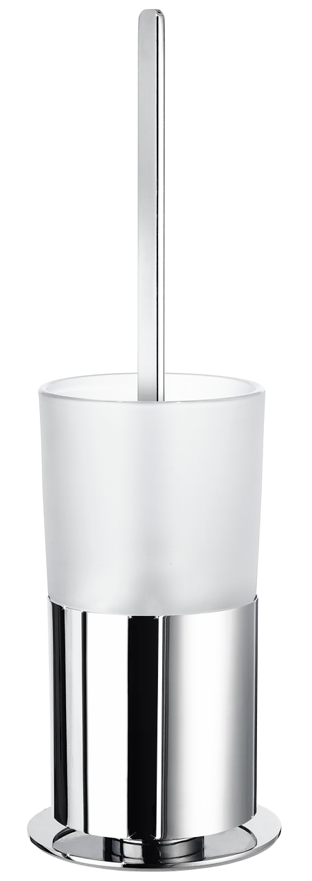 Outline Toilet Brush with Frosted Glass Container In Polished Chrome / Frosted Glass FK311