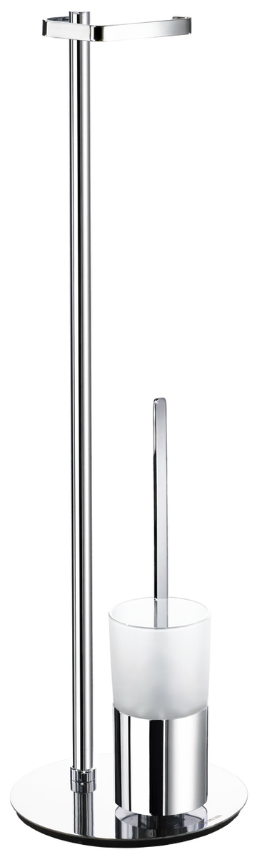 Outline Toilet Roll Holder freestanding/toilet Brush frosted Glass Container In Polished Chrome / Frosted Glass FK312