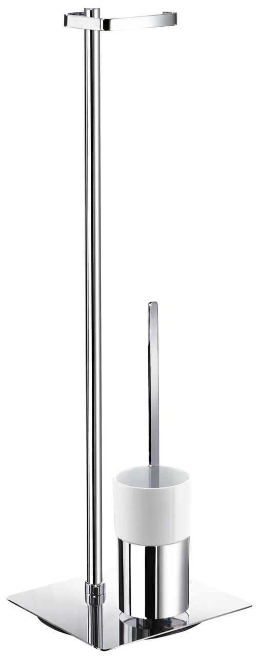 Outline Toilet Brush with Porcelain Glass Container In Polished Chrome / White Porcelain FK322P