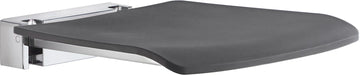 LIVING Folding Wall mounted Shower Seat, Chromed Zinc/Aluminium, Dark grey seat FK414