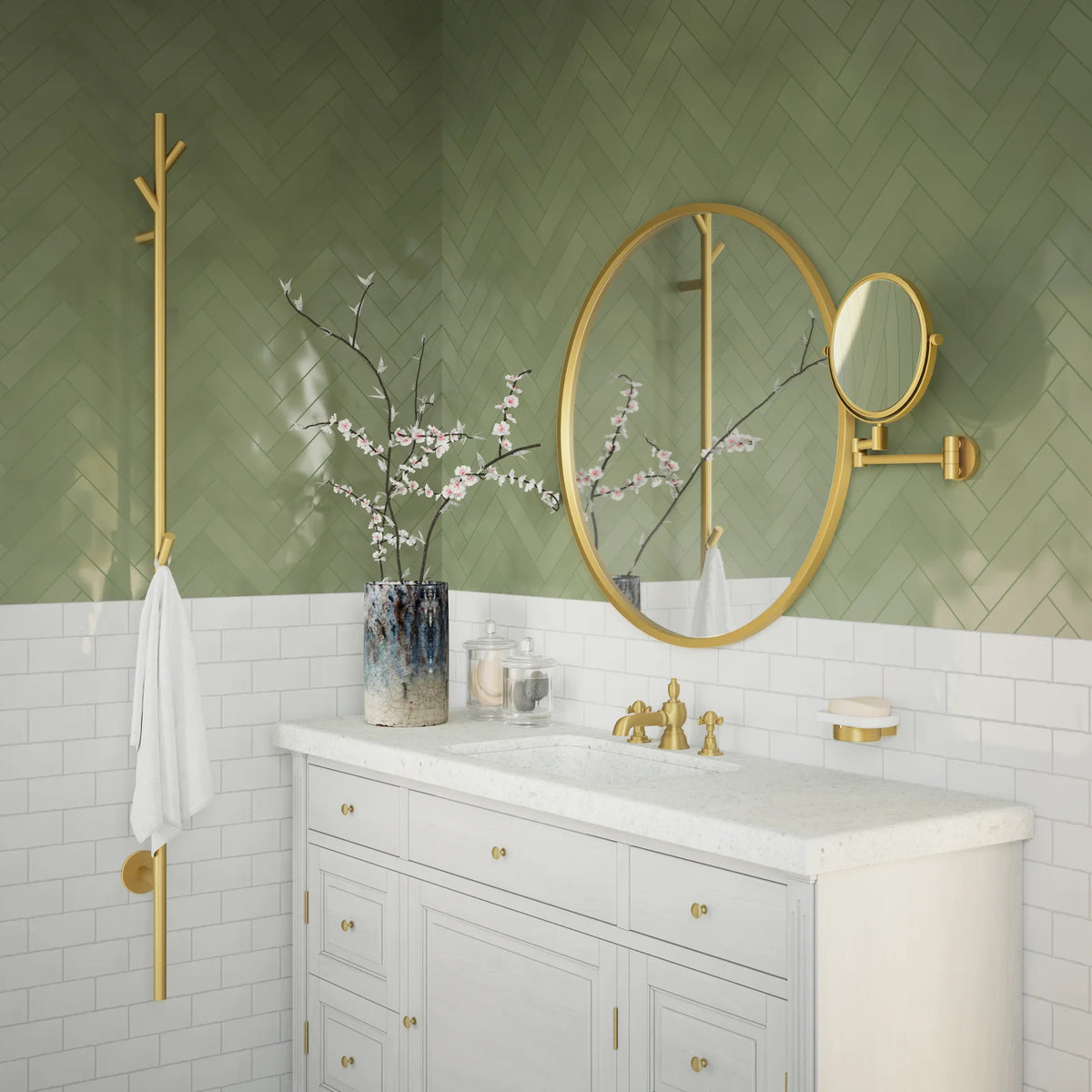 Make up Mirror. Brushed Brass. Wall mounted. X1/X7. FV445S