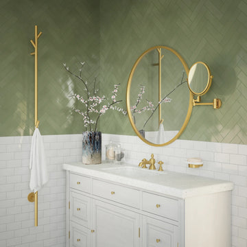 Make up Mirror. Brushed Brass. Wall mounted. X1/X7. FV445S
