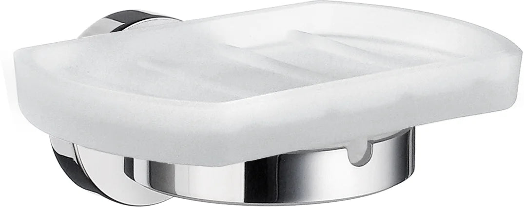 HOME Holder in Polished Chrome with Soap Dish in Frosted Glass HK342