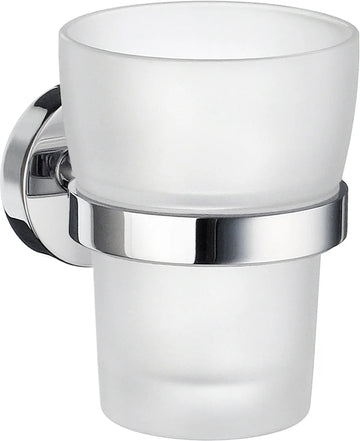 HOME Holder in Polished Chrome with Tumbler in Frosted Glass HK343