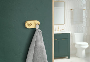 Home Double Towel Hook Brushed Brass HV356