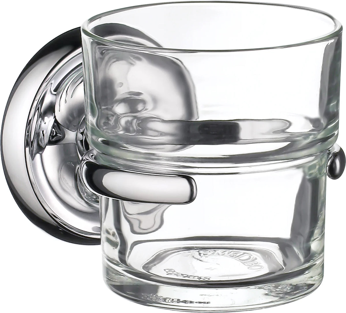 VILLA Holder in Polished Chrome with Clear Glass Tumbler K243