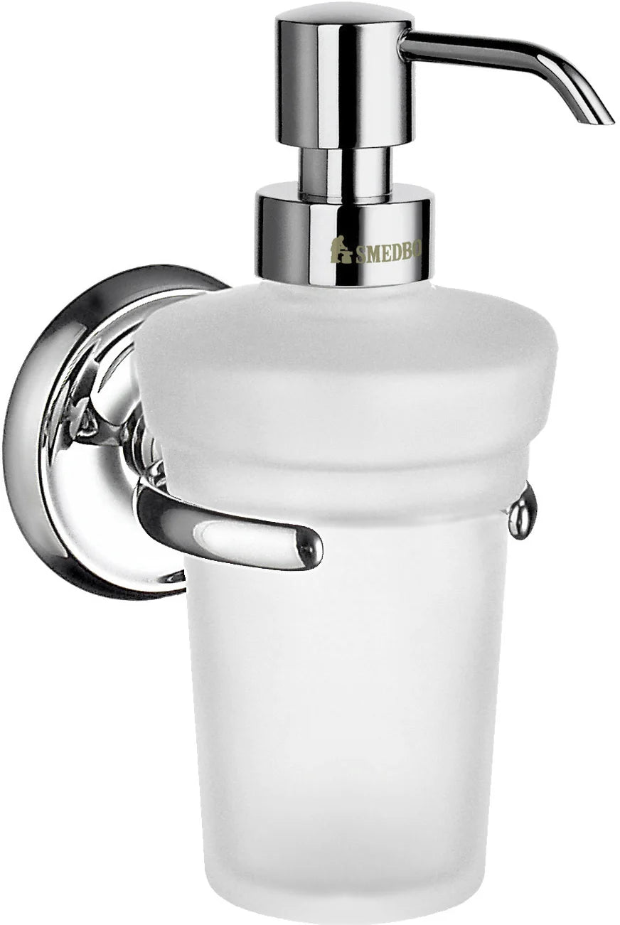 VILLA Holder in Polished Chrome with Frosted Glass Soap Dispenser K269