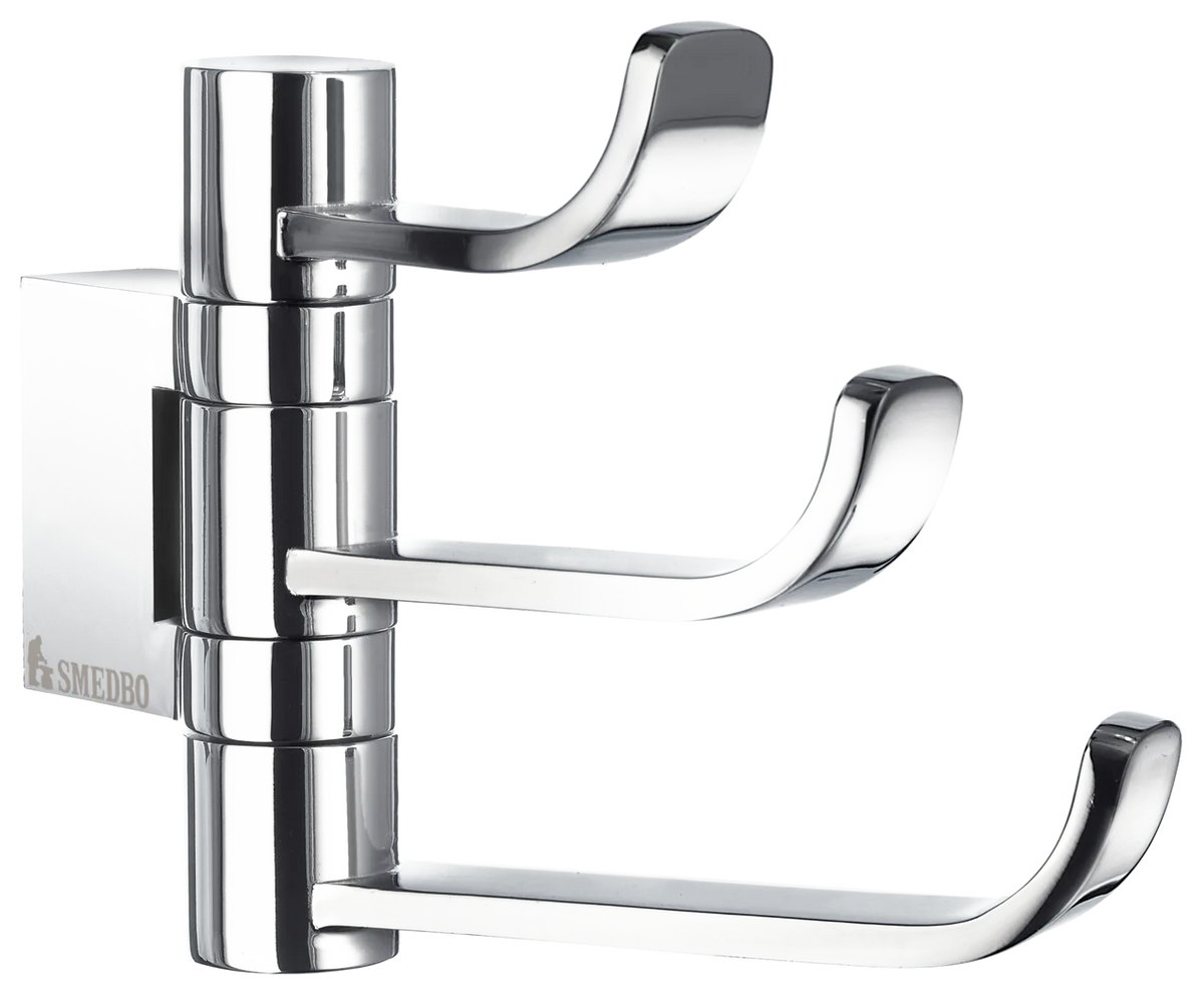 Ice Swing Arm Triple Hook In Polished Chrome / Frosted Glass OK327